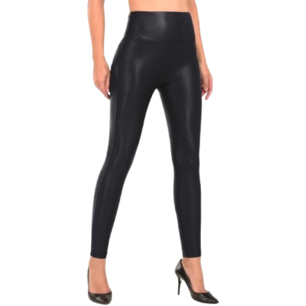 High Waisted Faux Leather Black Leggings Size Medium